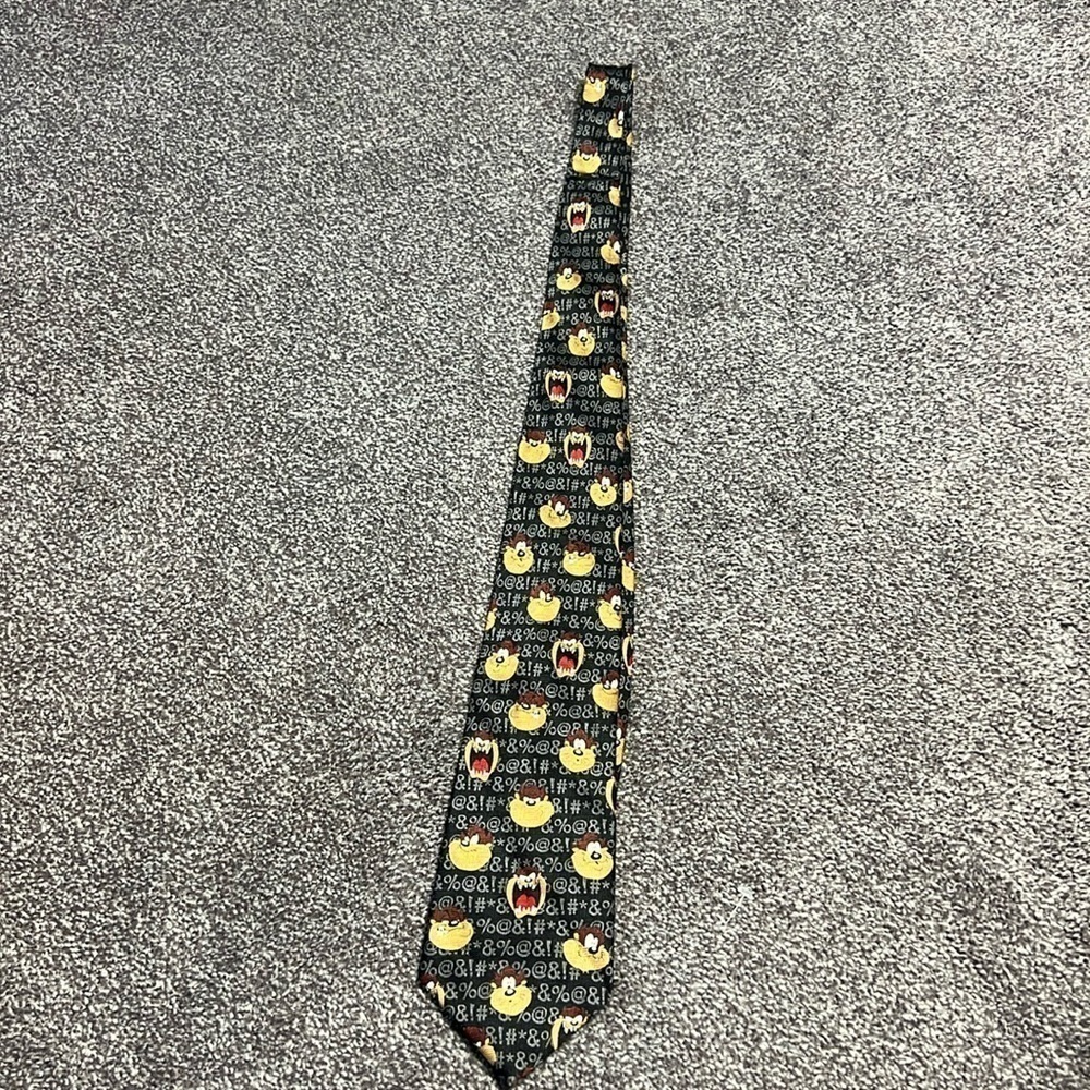 TAZ 2002 Vintage 100% Silk Neck Tie LOONEY TUNES Tazmanian Devil AOP All over